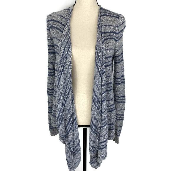 Hollister Striped Waterfall Cardigan Open Knit Lightweight Denim Blue Sz XS / S - Picture 2 of 11